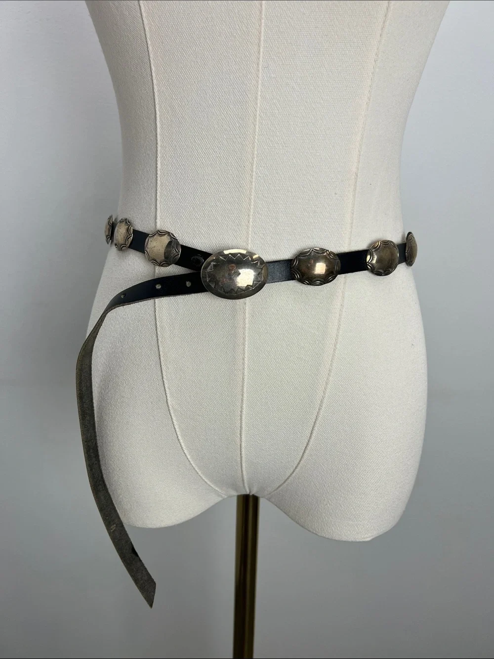Vintage Mary Rita Padilla Sterling Silver Leather Concho Belt Navajo Native